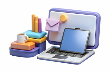 Vector set of isolated online teaching tools icons on white background. Perfect for educational graphics and online content. Available in photo stock.