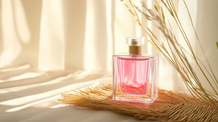 Fototapeta premium Elegant Perfume Bottle with Dried Floral Arrangement