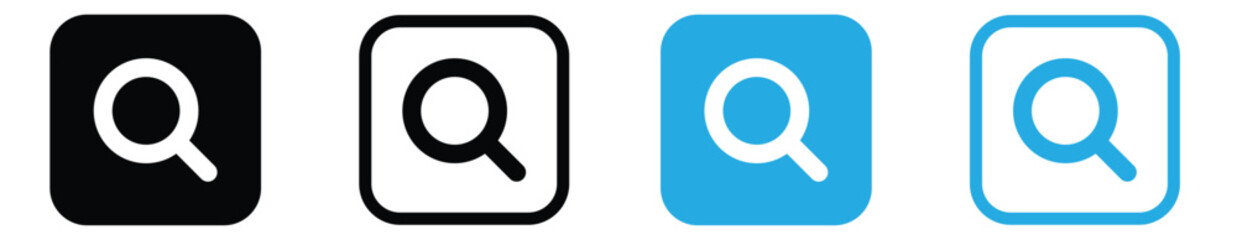 Search icon set button, Black and Blue color.