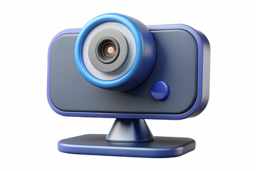 Modern webcam on flat screen monitor for virtual meetings, isolated on white background. Clean design in stock photo concept.