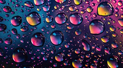 Colorful Neon Effect Water Drops Seamless Pattern. AI generated illustration
