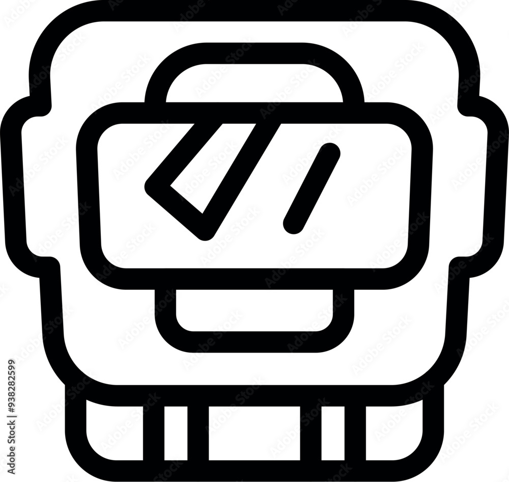 Poster robot head showing facial expression with a screen displaying information