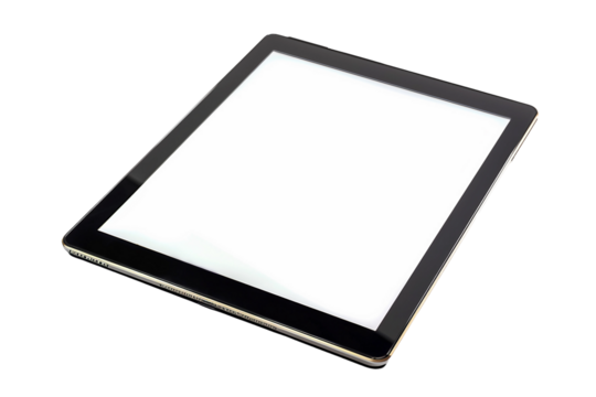 Sleek Touchscreen Tablet with Blank Interface Isolated on Transparent Background