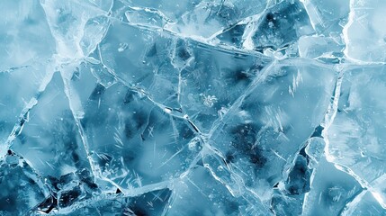 Obraz premium Ice Texture Cracks Surface with Abstract Winter Ice Background. AI generated illustration
