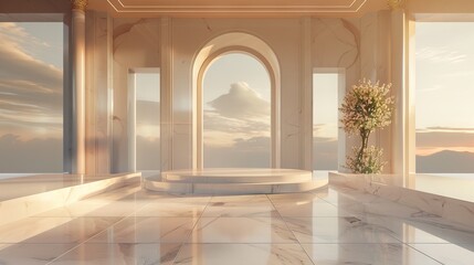 Product Podium with Luxury Architecture. AI generated illustration