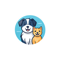 Obraz premium Happy dog and cat cartoon characters.