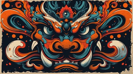 Monster Wallpaper illustration for full print t-shirt design, web background or for poster.