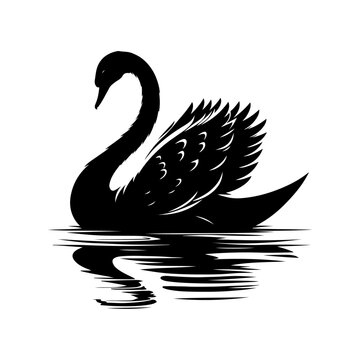 recommend clip art: Swan silhouette, vector black color silhouette 