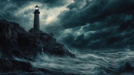 Fototapeta premium Lighthouse in a Storm