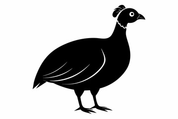 : Solid black Guinea Fowl animal vector silhouette black color