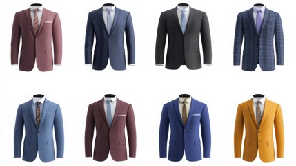 Collection of Men's Suits with Different Colors and Patterns.