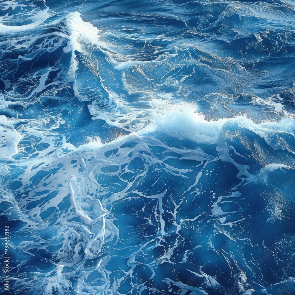 Poster a large body of water with waves moving in and out