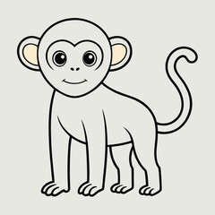 White Monkey with Blue Sky Background art vector illustration