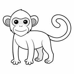 White Monkey with Blue Sky Background art vector illustration