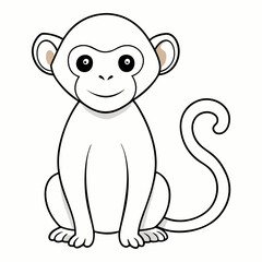 White Monkey with Blue Sky Background art vector illustration