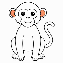 White Monkey with Blue Sky Background art vector illustration