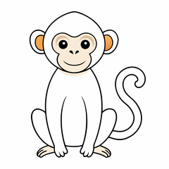 White Monkey with Blue Sky Background art vector illustration