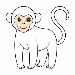 White Monkey with Blue Sky Background art vector illustration