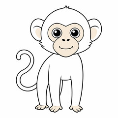 White Monkey with Blue Sky Background art vector illustration