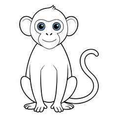 White Monkey with Blue Sky Background art vector illustration