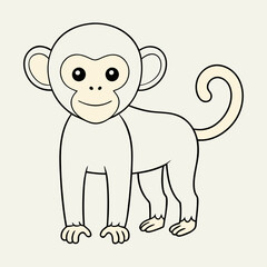 White Monkey with Blue Sky Background art vector illustration