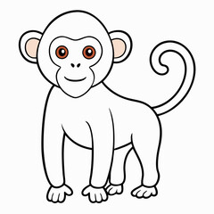 White Monkey with Blue Sky Background art vector illustration