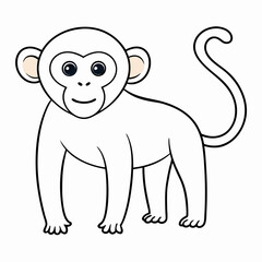 White Monkey with Blue Sky Background art vector illustration
