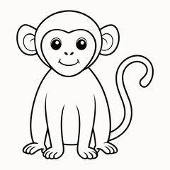 White Monkey with Blue Sky Background art vector illustration