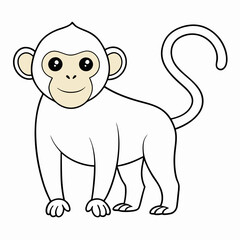 White Monkey with Blue Sky Background art vector illustration