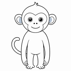 White Monkey with Blue Sky Background art vector illustration