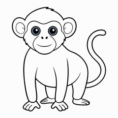 White Monkey with Blue Sky Background art vector illustration