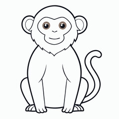 White Monkey with Blue Sky Background art vector illustration