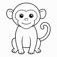White Monkey with Blue Sky Background art vector illustration