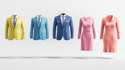 Colorful Suits and Dresses in a Row.