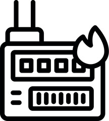 Network firewall is burning down, indicating a security breach