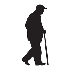 Black flat icon old person Silhouette