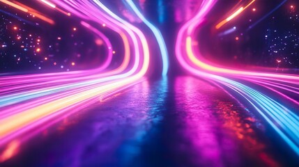 Vividly colored neon lights in motion ideal for designing energetic and contemporary wallpaper visuals