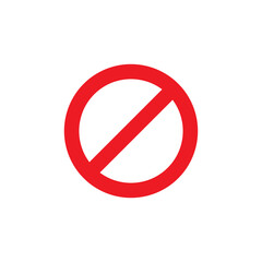 Ban forbidden red warning sign illustration isolated on white background. Vector icon in flat style.