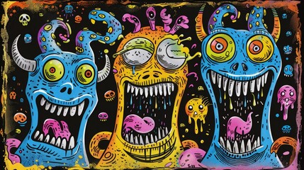 Fototapeta premium Monster Wallpaper illustration for full print t-shirt design, web background or for poster.
