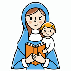 The virgin mary carrying the child jesus art vector