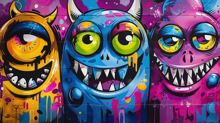 Obraz premium Monster Wallpaper illustration for full print t-shirt design, web background or for poster.