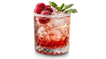 Raspberry Cocktail with Mint Garnish.