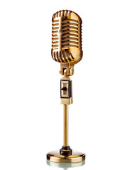 Fototapeta premium old-fashioned golden microphone, removed on PNG 