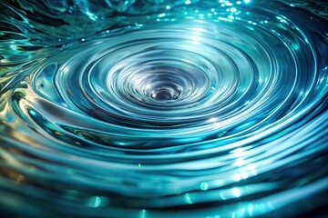 Mesmerizing spiral of flowing water with shimmering turquoise reflections wide-angle, tranquil, stream,water, blue, turquoise reflections, motion, abstract, spiral, flowing, mesmerizing