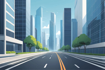 Obraz premium City Building Simple Modern Skyscraper business street 3D illustration background