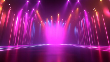 Futuristic Stage with Neon Lights.