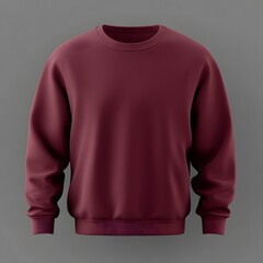 A cozy maroon sweatshirt mockup on a neutral background, perfect for apparel advertising and fashion photography. 