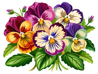 illustration of flower, Pansy flower isolated on white background, Pansy illustration, Pansy flower vector