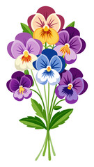 illustration of flower, Pansy flower isolated on white background, Pansy illustration, Pansy flower vector