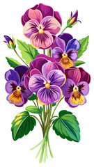 illustration of flower, Pansy flower isolated on white background, Pansy illustration, Pansy flower vector